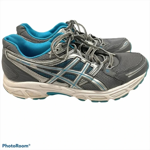 ASICS Grey Teal Gel Contend Sneakers Size 11 - Picture 1 of 8